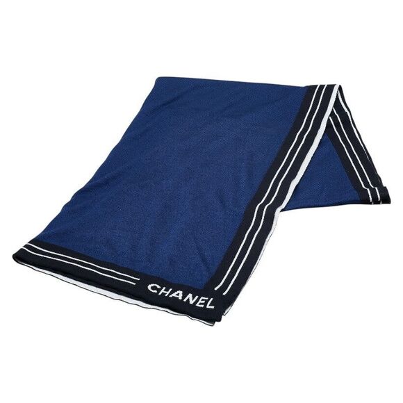 Chanel Logo Print Cashmere Cotton Stole - Picture 1 of 7